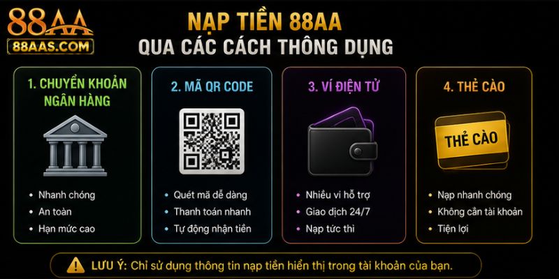 Nạp Tiền 88AA Qua Các Cách Thông Dụng