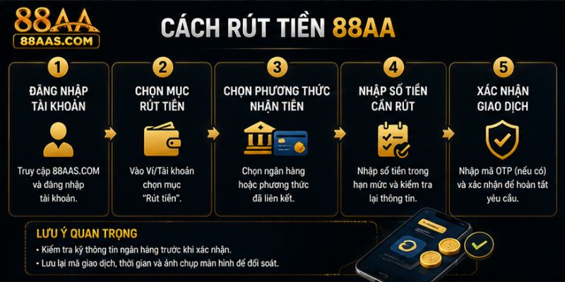 Hướng dẫn cách rút tiền 88aa