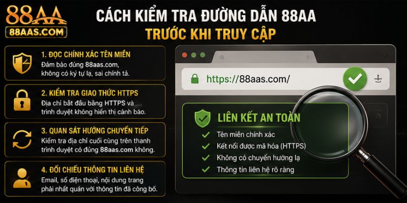 Cách kiểm tra link vào 88aa trước khi đăng nhập