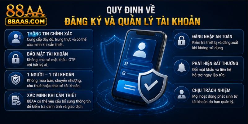 Quy định về đăng ký và quản lý tài khoản 88AA