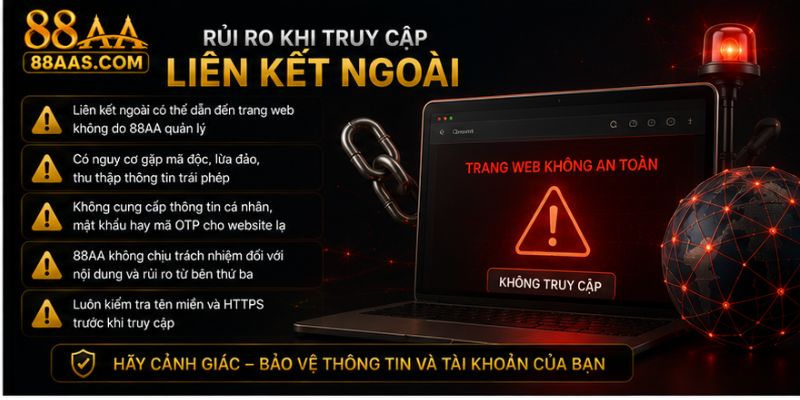 88AA không chịu trách nhiệm khi người dùng truy cập link giả mạo