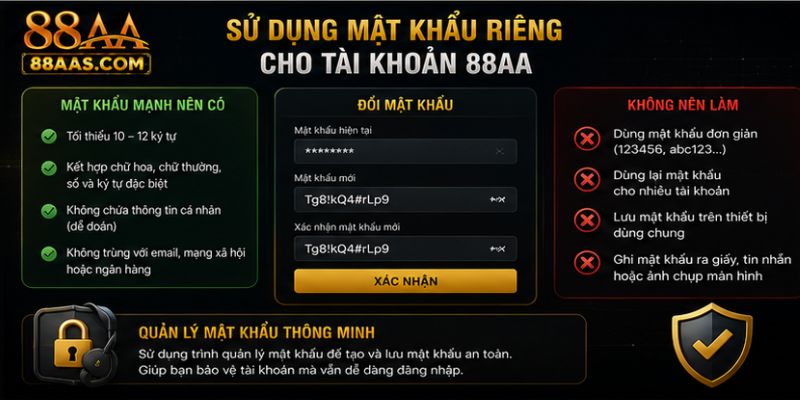 Sử dụng mật khẩu riêng cho tài khoản 88AA