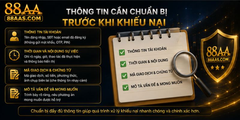 Thông tin cần chuẩn bị trước khi khiếu nại 88aa