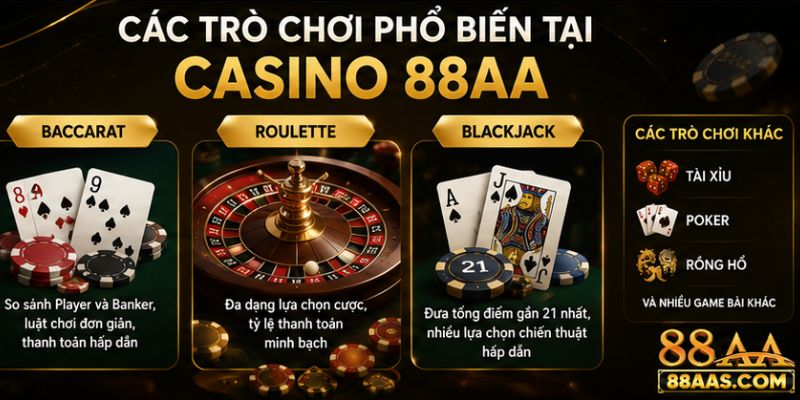 Các Trò Chơi Phổ Biến Tại Casino 88AA