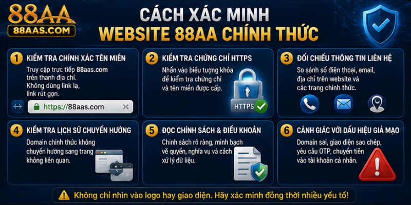 Cách xác minh website 88AA chính thức